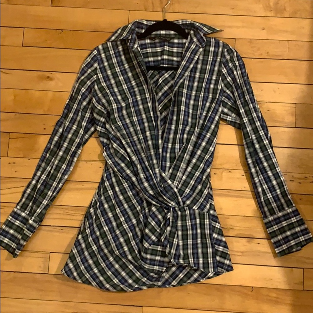 Zara plaid spliced top